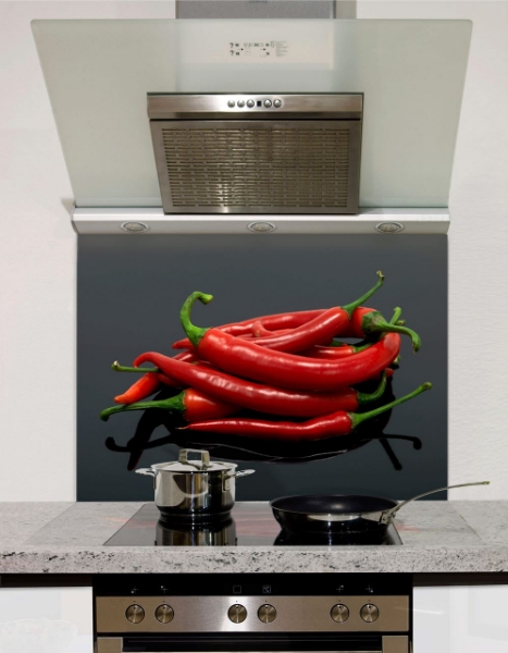 Picture of Chillis on black Splashback
