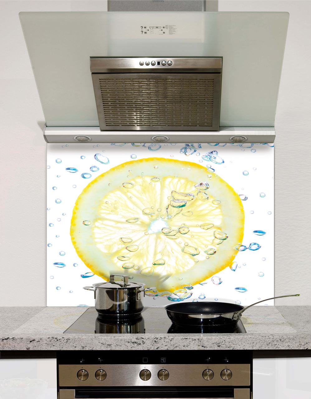 Lemon in water Glass Splashback