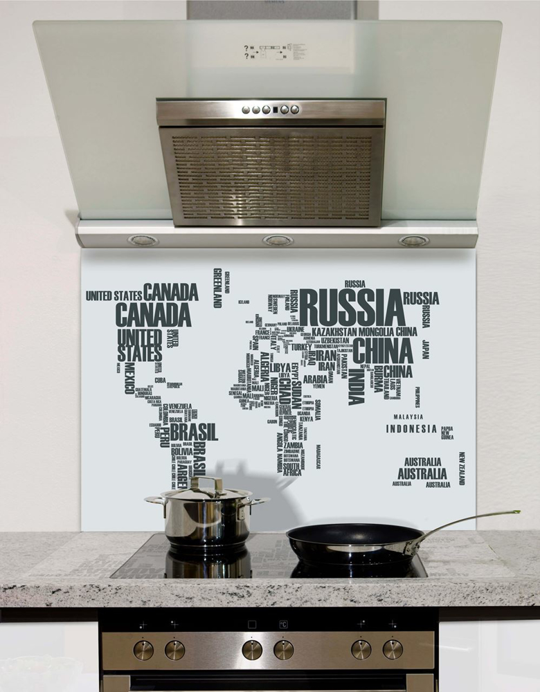 Picture of World map Grey Splashback
