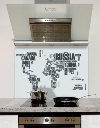 Picture of World map Grey Splashback