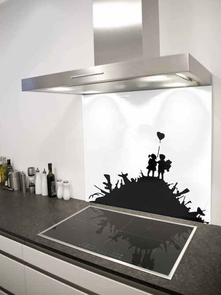 Picture of Banksy kids on guns Splashback