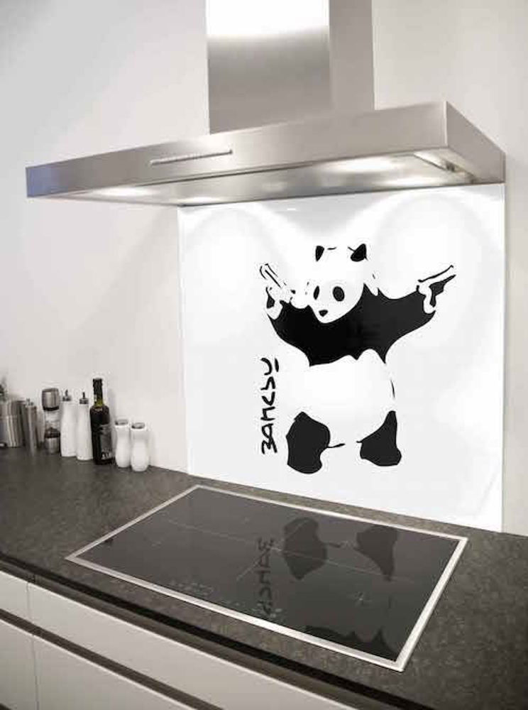 Picture of Banksy panda with guns Splashback