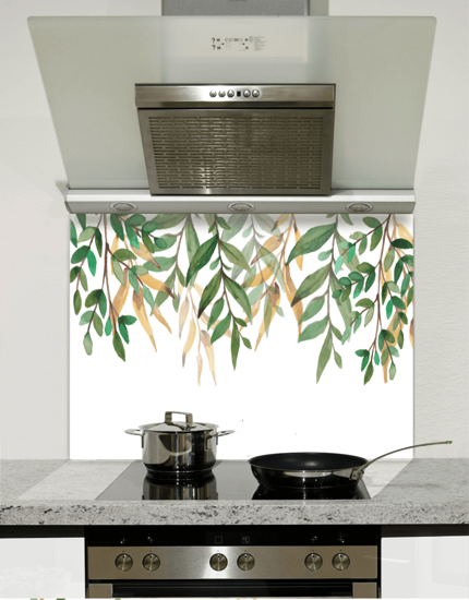 Picture of Watercolour Leaves Glass Splashback