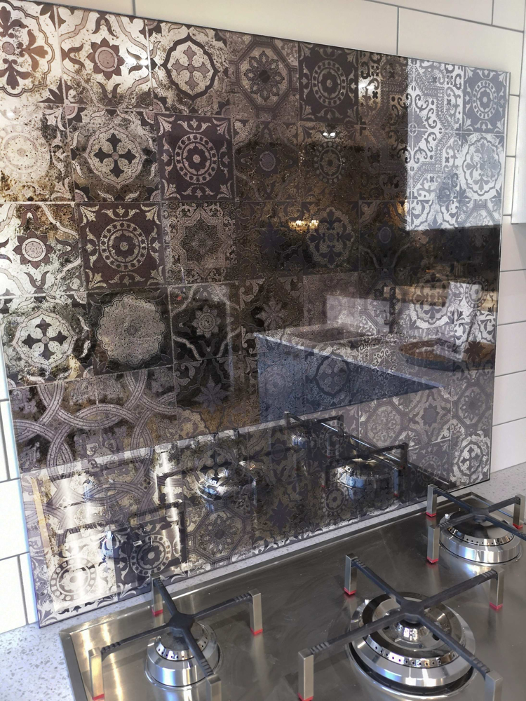 Picture of Standard Size Moroccan Tiles Antique Mirror Splashback