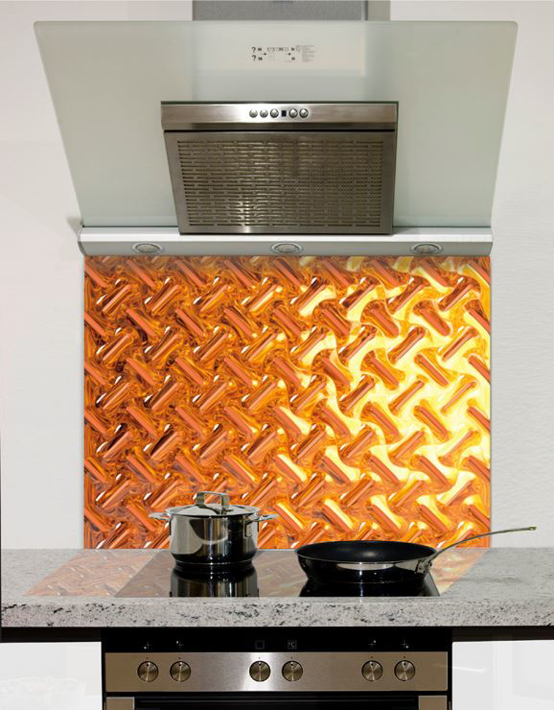 Picture of Copper Diamond Plate Glass Splashback (standard size)