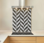 Black Marble Chevron Glass Splashback