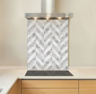Grey Marble Chevron Splashback