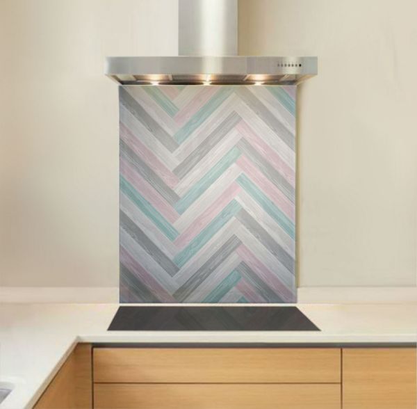 Pastel Chevron Glass Splashback