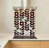 Picture of Retro Flowers and Leaves Greyscale Splashback