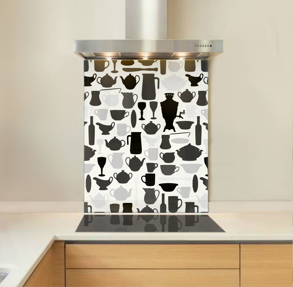 Picture of Crockery print Greyscale Splashback