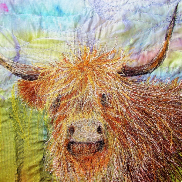 Picture of Highland Cow Embroidery Art Print Glass Kitchen Splashback