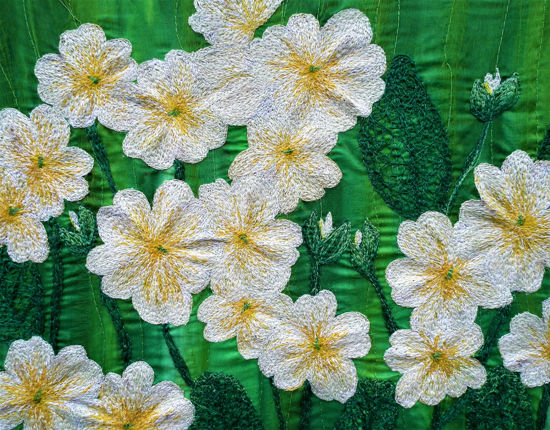 Picture of Primrose embroidery art print Glass Kitchen Splashback