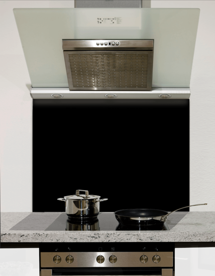 Jet Black Glass Kitchen Splashback