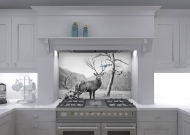 Black  and White Majestic Stag Glass Splashback