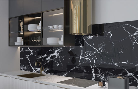 Black Marble Glass Splashback
