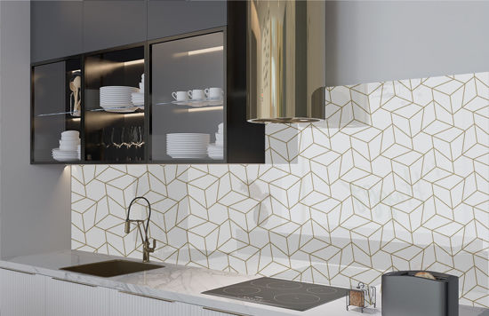Gold Geometric Glass Splashback