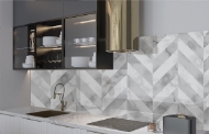 Grey Marble Chevron Splashback