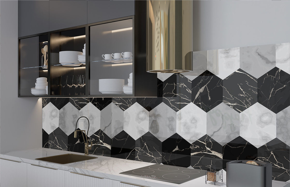 Marble Hexagons Splashback