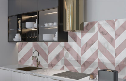 Pink Marble Chevron Splashback