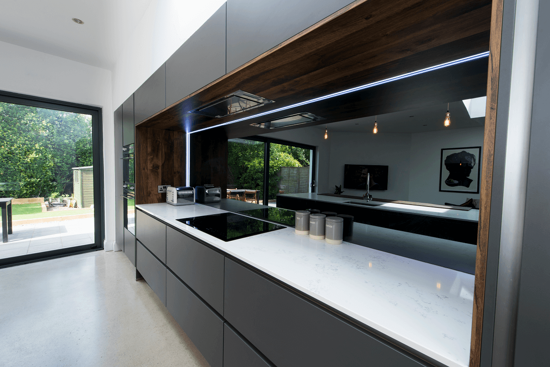 Grey Mirror Glass Splashback