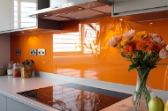 orange glass splashback