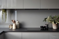 grey glass splashback