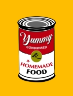 Picture of Pop Art soup can Glass Kitchen Splashback