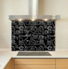 Breakfast black Glass Kitchen Splashback