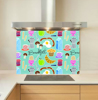 Breakfast multi duck egg blue Glass Kitchen Splashback