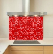 Breakfast red Glass Kitchen Splashback 