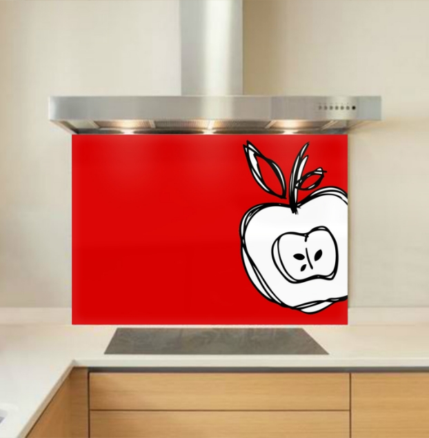 Red Apple Glass Kitchen Splashback
