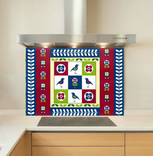 Scandi quilt Glass Kitchen Splashback