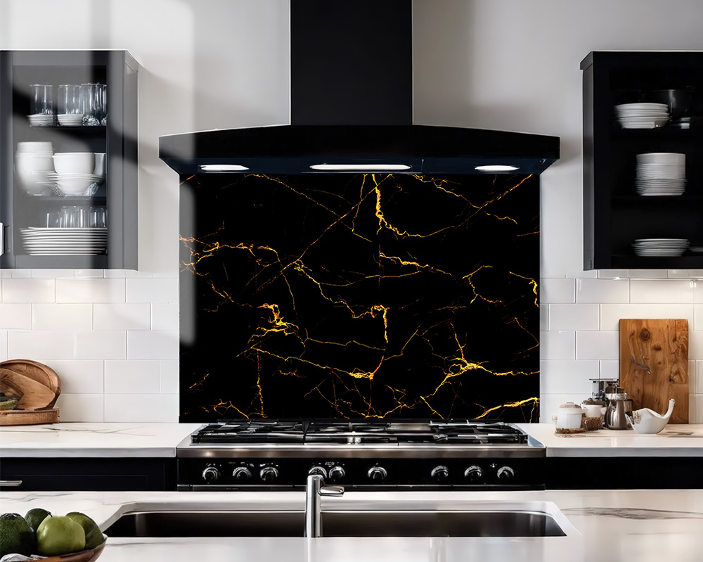Black & Gold Vein Marble Splashback