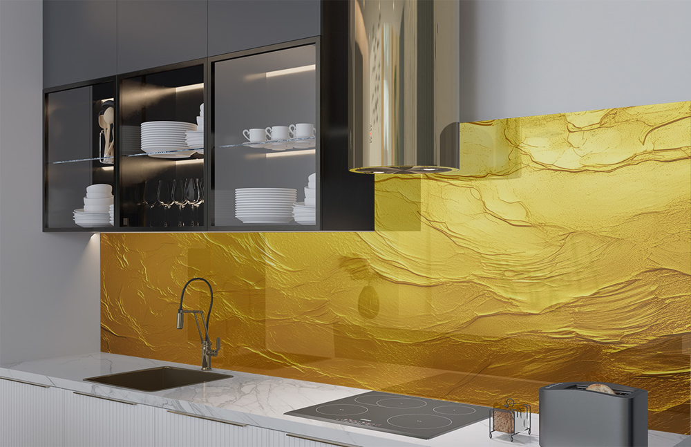 Gold Luxe Glass Splashback