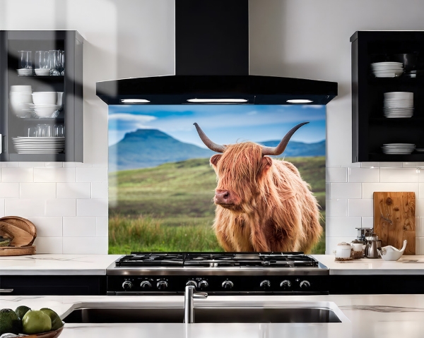 Highland Cow Glass Splashback