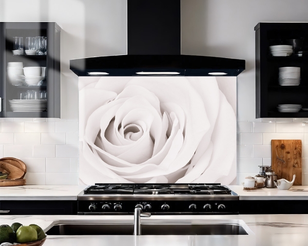 White Rose Close Up Splashback