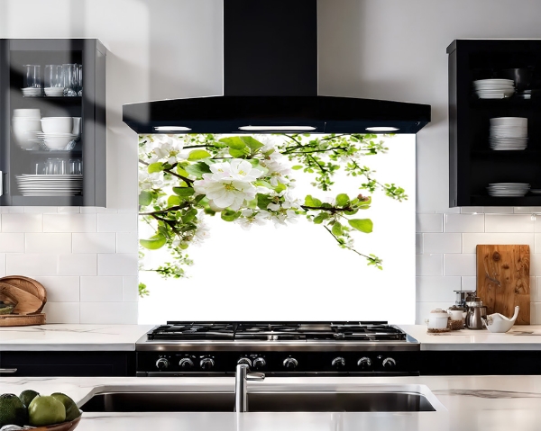 Floral Edge Glass Splashback
