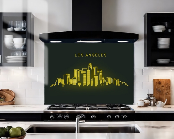 LA Glass Splashback Neon Yellow