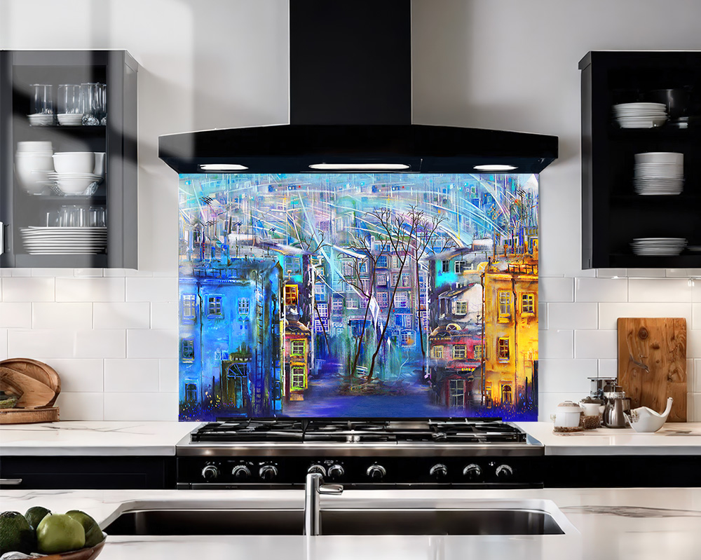 Cold Night in Town Glass Splashback