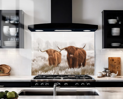 Geo Scottish Highlanders Glass Splashback