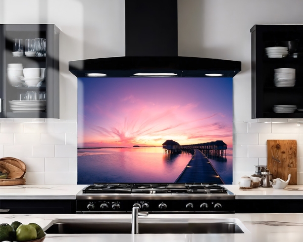 Purple Sky Indian Ocean Glass Splashback