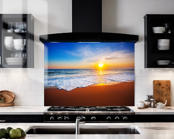 Sunrise Over a Beach Glass Splashback