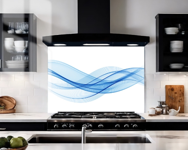 Blue Wave Glass Splashback