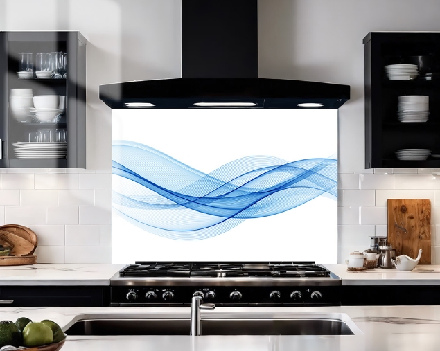 Blue Wave Glass Splashback Blue Wave Glass Splashback