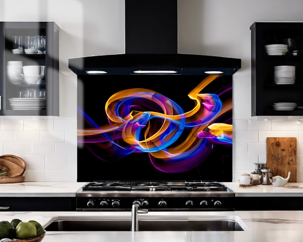 Colourful Shaped Waves Splashback