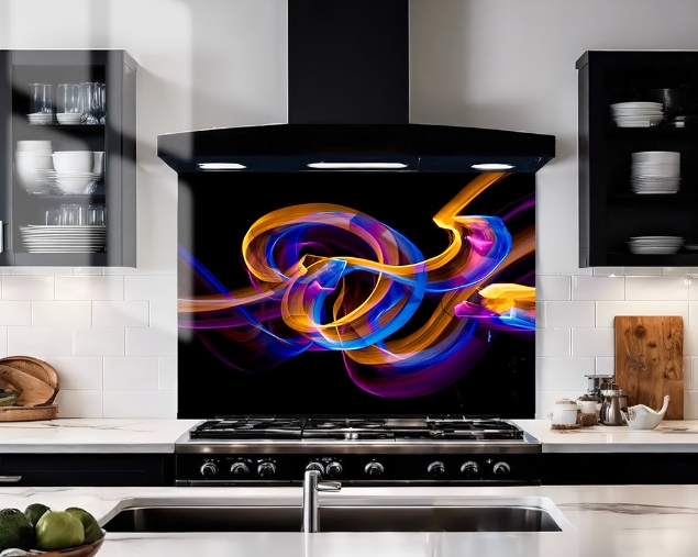 Colourful Shaped Waves Splashback Colourful Shaped Waves Splashback