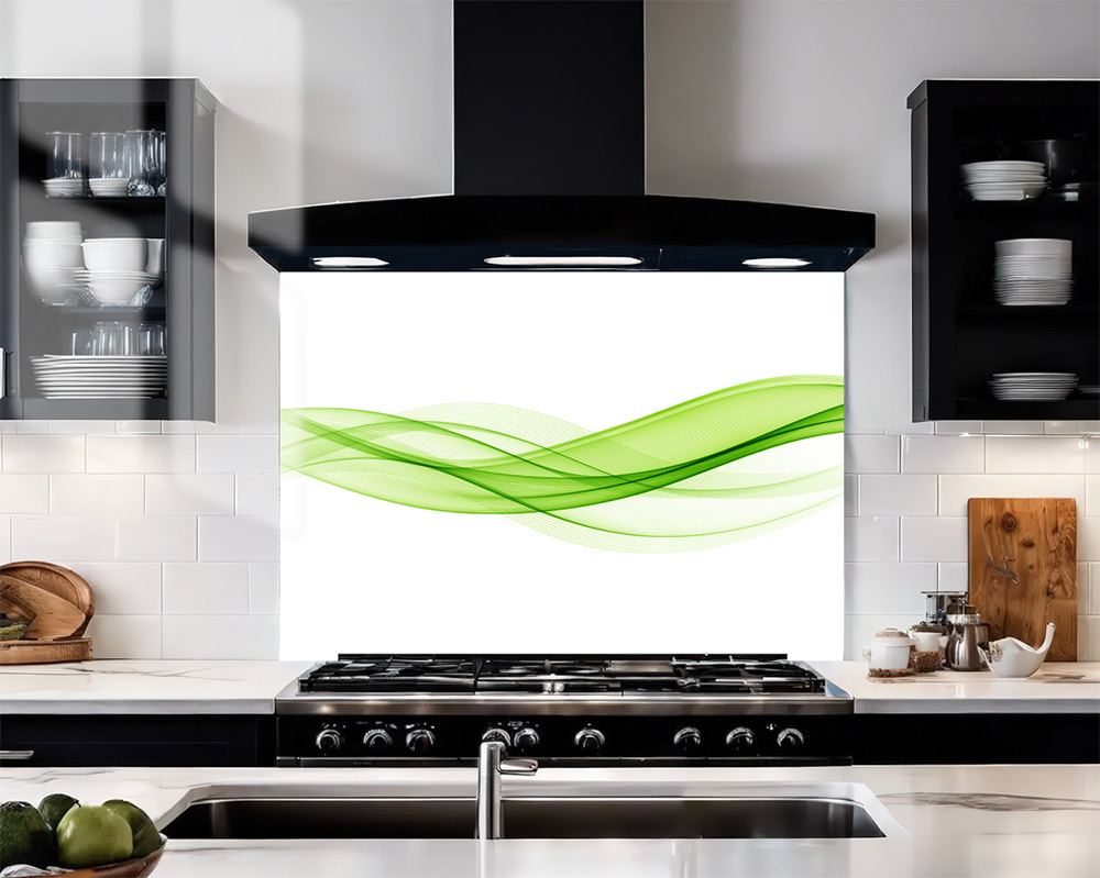 Green Wave Glass Splashback