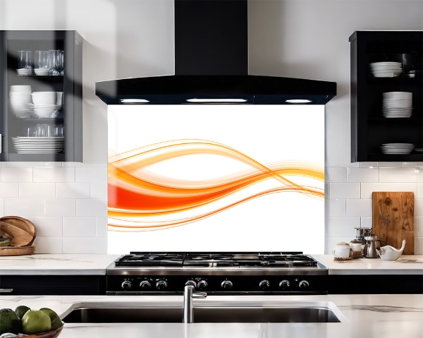 Orange Wave Glass Splashback