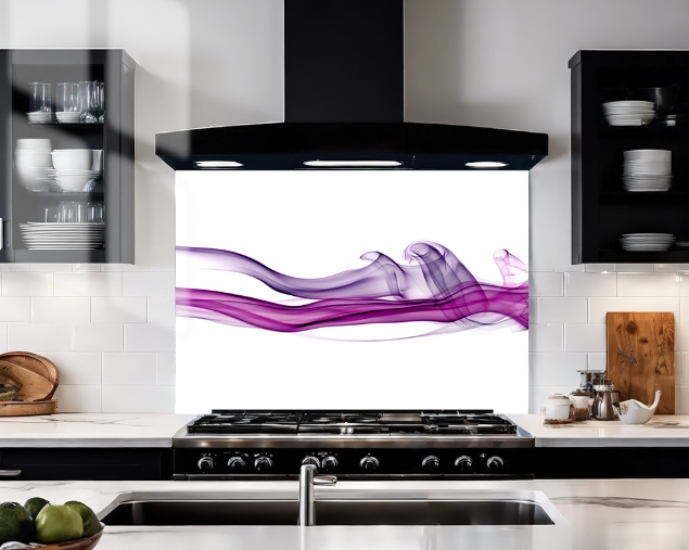 Purple Smoke Glass Splashback Purple Smoke Glass Splashback