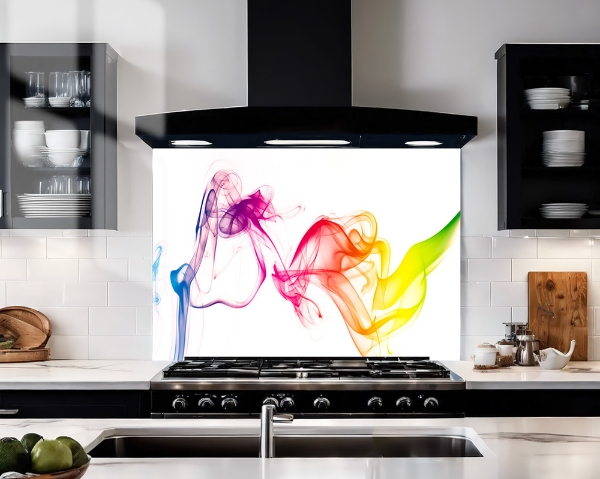 Rainbow Smoke Splashback White